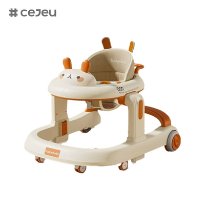 CJ-928, baby walker, Orange Grey Coffee, Music/Lights 6 Ρυθμιστής ύψους, προϊόν Μέγεθος: 58*59*73cm, Ένα κλικ διπλώσιμο