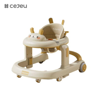 CJ-928, baby walker, Orange Grey Coffee, Music/Lights 6 Ρυθμιστής ύψους, προϊόν Μέγεθος: 58*59*73cm, Ένα κλικ διπλώσιμο