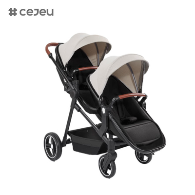 CJ-PSD-S600T Νέο σχεδιασμό αναδιπλώσιμο διπλό παιδικό καροτσάκι για μωρά 0-3 ετών