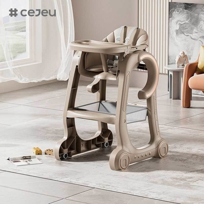CJ-SH-S08 Baby High Chair Baby Feeding Chair για βρέφη και βρέφη με ρυθμιζόμενο δίσκο, κλειδαριές και μαξιλάρι PU πλέσιμο