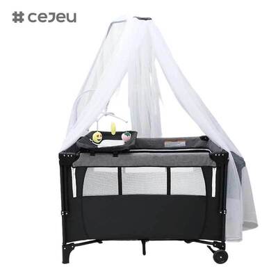 CJ-DM-YC-501 Αναδιπλούμενο Βρεφικό Κρεβάτι Παιχνιδιού, Βρεφική Κούνια, Μεγάλο Κρεβάτι, Φορητό, Μετακινούμενο, Κρεβάτι Κούνιας για Νεογέννητα