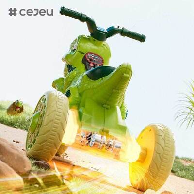 CJ-BTM-5688 Safe Cartoon 3-Wheel Electric Plastic Kids Car Music Lights Dual Driver Battery-Powered Ride-On Toy for Toddlers 2-5 Years Old